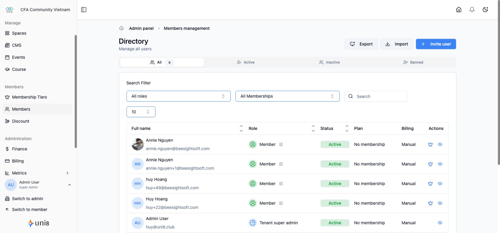 Quản lý thành viên